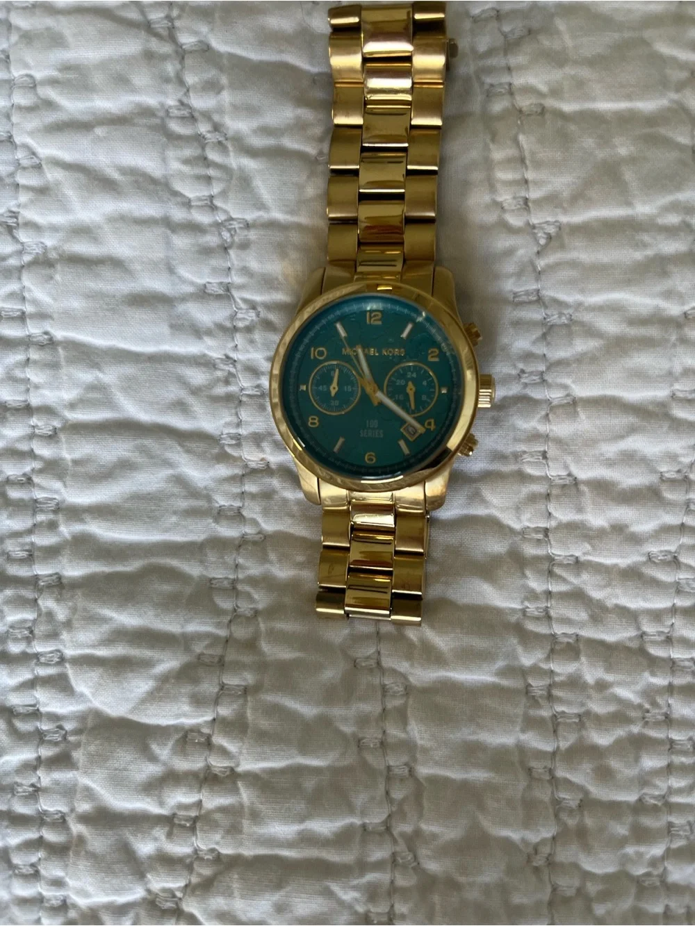 Michael Kors Gold and Blue Chronograph Bracelet Watch